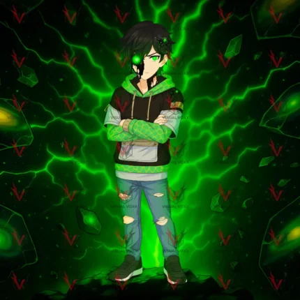 VISUAL VOXX Original Character Illustration – Anime-Style Boy with Glowing Eye