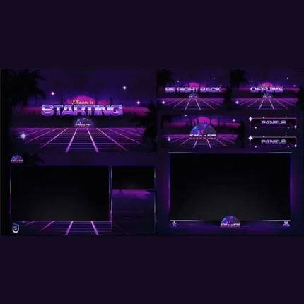 Cyberpunk Neon Animated Stream Overlay Pack Twitch & YouTube